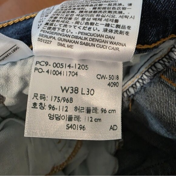 Levis Mens 514 Straight Fit Jeans W38 L30 Dark Wash Denim Cotton Blend - Picture 4 of 10